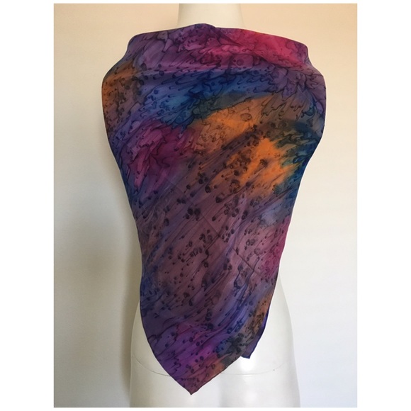 Vintage GOLDEN CAMEL Hand Painted Silk Scarf - Picture 3 of 8